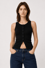 Round Neck Sleeveless Knit Top