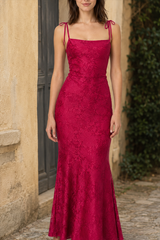 Solid Sash Backless Mermaid Formal Dress