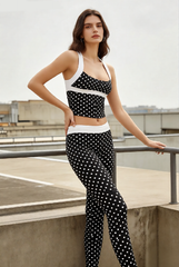 Contrast Polka Dot Sexy Tank Pants Two Piece Set
