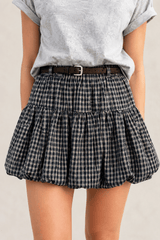 Plaid Tulip High Waist Mini Skirt