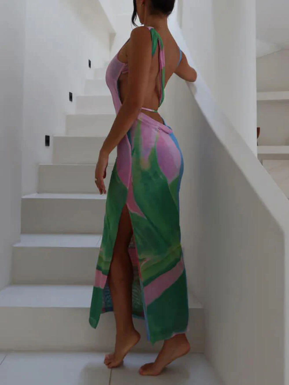 Backless Sleeveless Dress with Side Slits