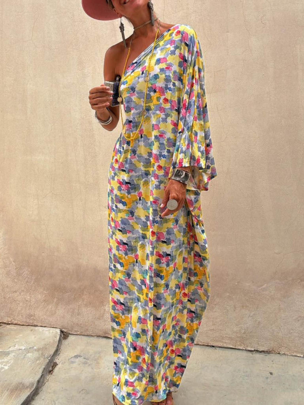 Off-Shoulder Tie-Dye Holiday Dress