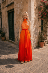 Ombre Halter Tie Back Sleeveless Vacation Dress