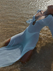 Vacation Side Slit Hollow Knit Dress