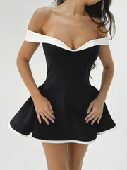 Elegant One-Shoulder Bow Detail Mini Dress