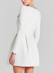 Elegant Square Neck Rhinestone Velvet Mini Dress