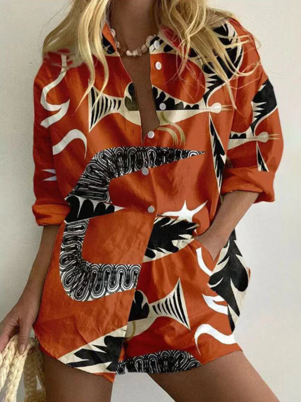 Casual Abstract Two-Piece Set