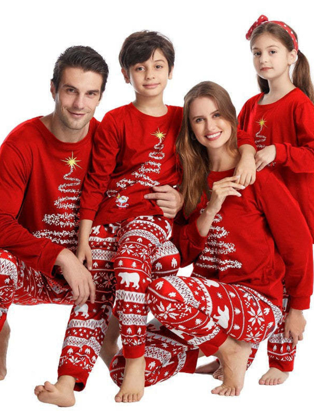 Red Christmas Tree Family Pajama Set