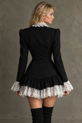 Lace Trim Tailored Blazer Mini Dress