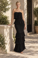 Tube Tiered Ruffle Bodycon Maxi Dress