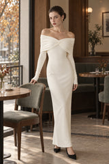 Long-Sleeve Solid Maxi Dress