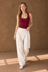 Waist Defined Rhinestone Drilled Sleeveless Tank Top