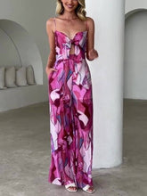 Floral Bow Strap Casual Jumpsuit