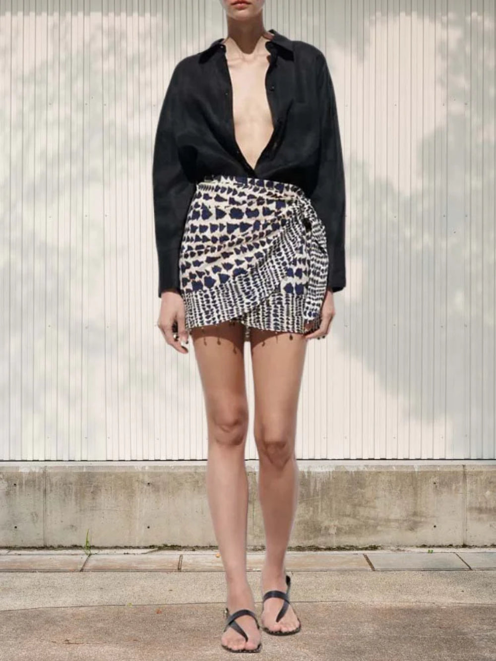 Ethnic Beaded Geometric Print Skirt