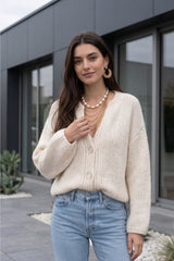 Elegant Solid Single Breasted Knit Cardigan