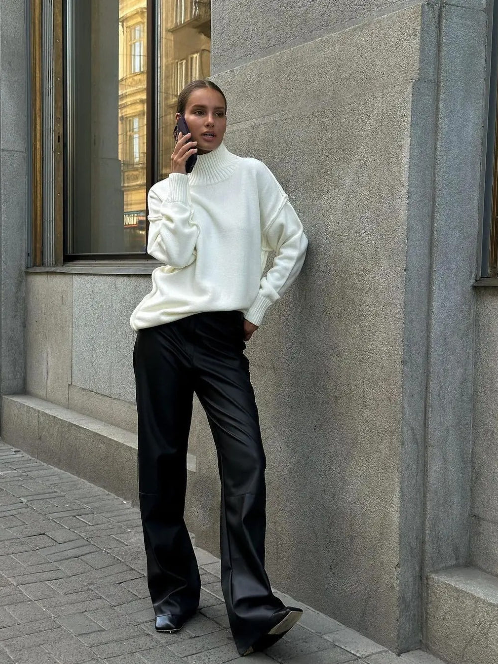 Bornladies Solid Turtleneck Sweater