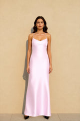 Backless Lace-Up Silk Dress