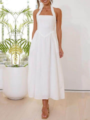 Chic Wide Strap Halter Backless Dress