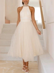 Mesh High Neck Halter Dress