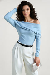 Off Shoulder Slim Knit Sweater