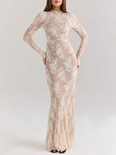 Round Neck Fitted Hollow Bodycon Maxi Dress