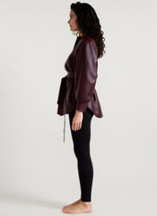 Stand Collar Trench Leather Jacket