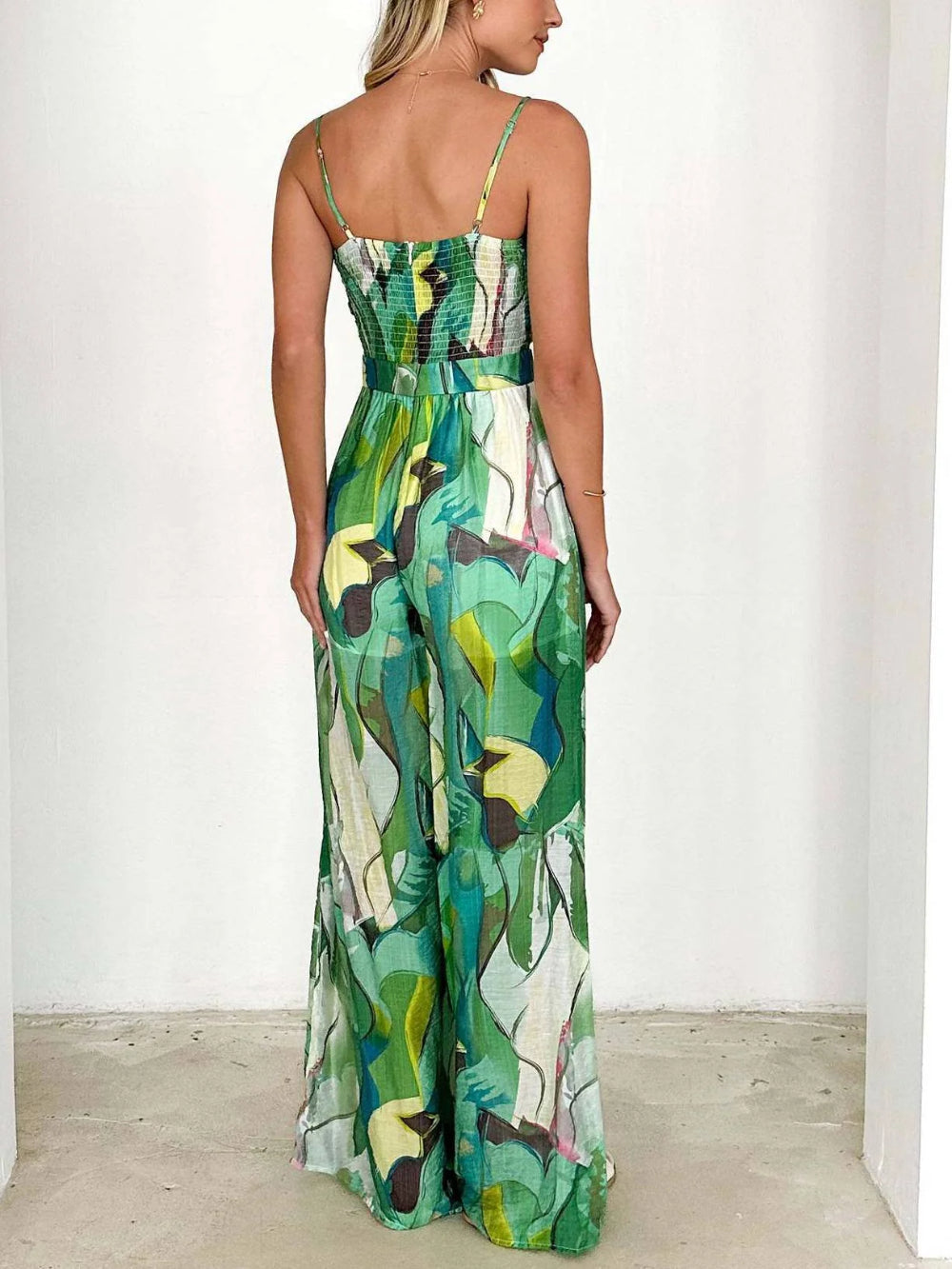 Floral Bow Strap Casual Jumpsuit