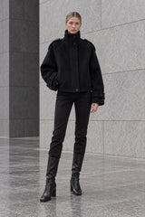 Vintage Stand Collar Buttoned Short Wool Coat
