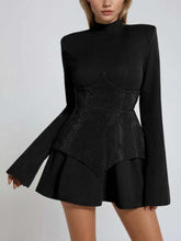 Sequin Long Sleeve Round Neck Mini Dress