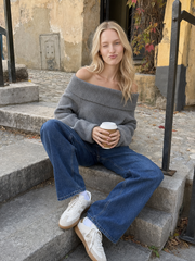 Off Shoulder Knit Pullover Sweater