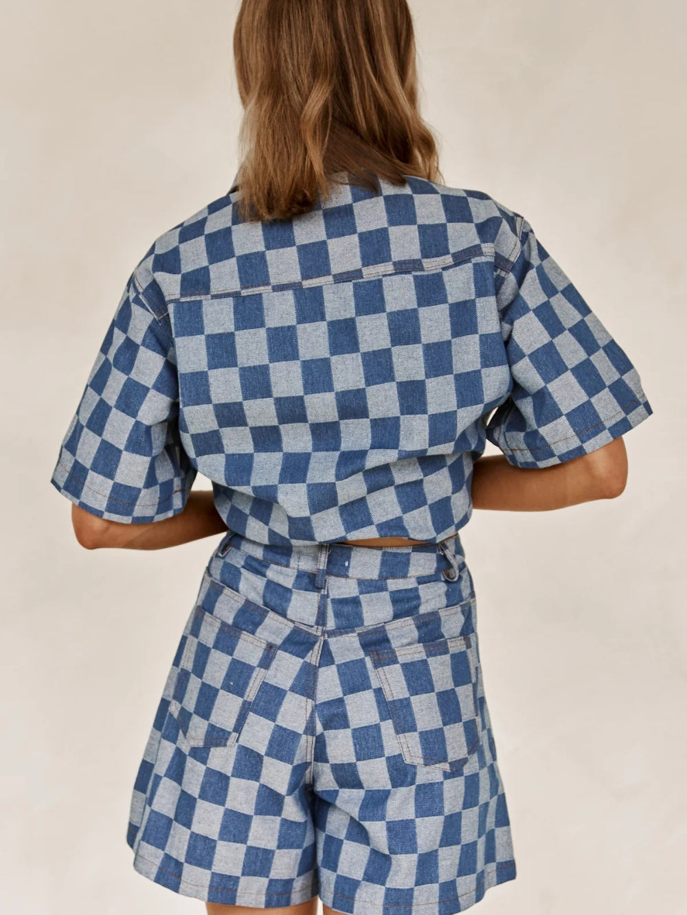 Check Print Denim Shirt