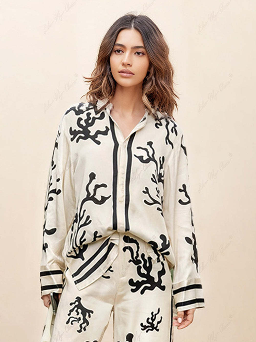 Hidden Button Printed Shirt