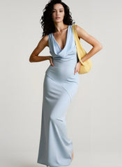 Satin Bodycon Backless Fish Maxi Dress