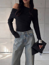 Slim Fit Tee with Irregular Shoulder