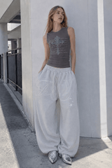Vintage Hip Hop Graphic Baggy Straight Pants