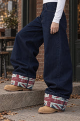 Street Cuffed Print Loose Jeans