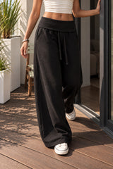 Foldover Waist Relaxed Wide Leg Pants