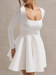 High Waist Square Neck Mini Dress