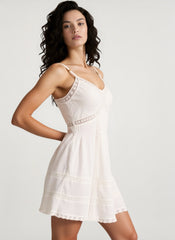 Lace Patchwork Hollow Ruffle Cami Mini Dress