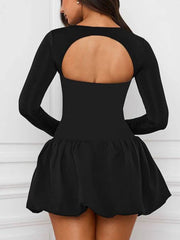 Square Collar Backless Dress