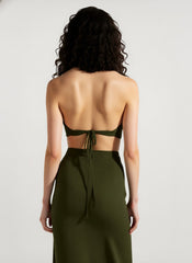 Sexy Halter Deep V Neck Backless Metal Maxi Dress
