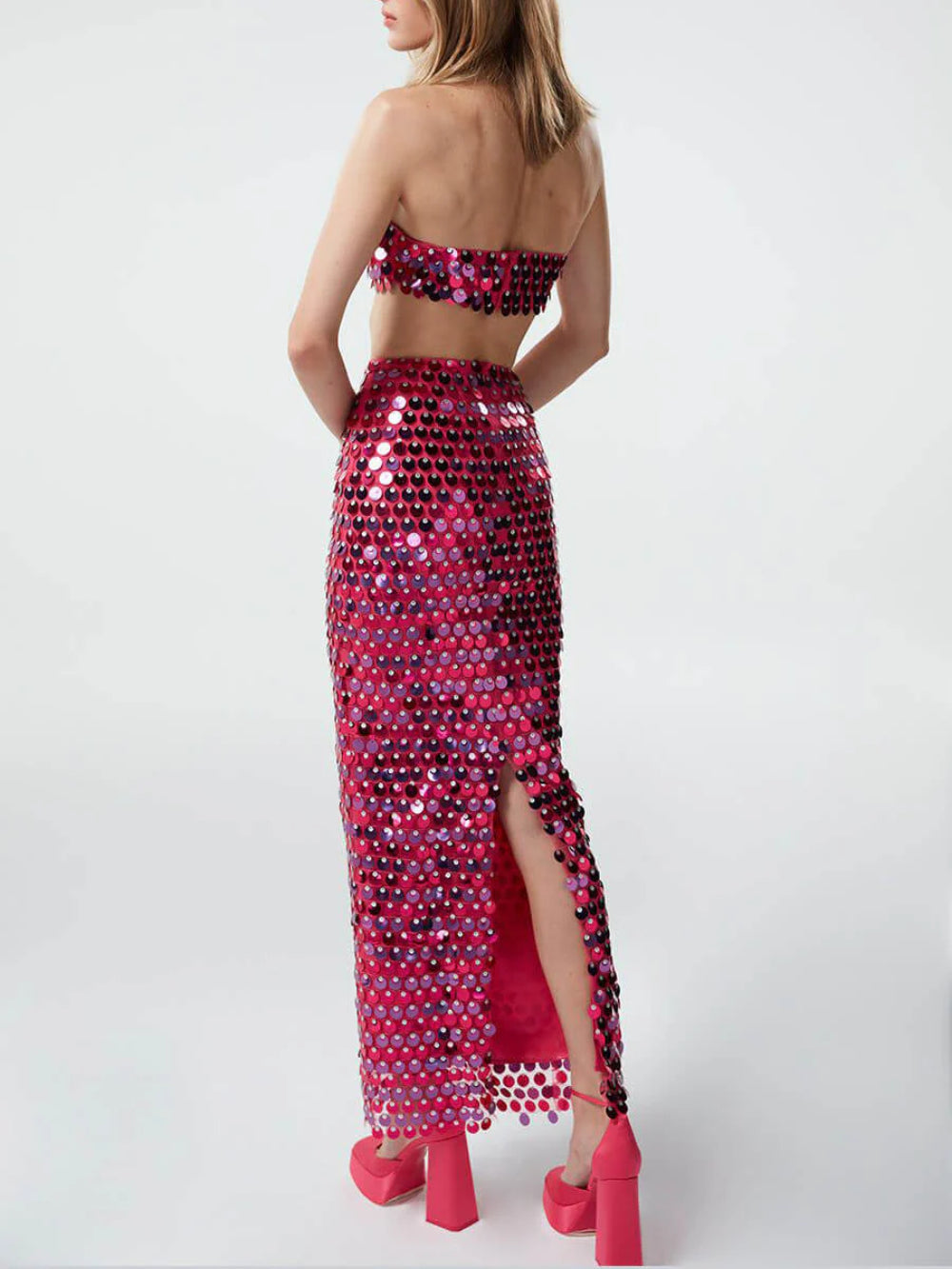 Sequin Top and Long Skirt Set