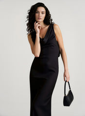 Satin Bodycon Backless Fish Maxi Dress