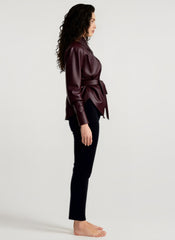 Stand Collar Trench Leather Jacket