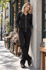 Contrast Zip Fitted Hoodie