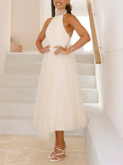 Mesh High Neck Halter Dress