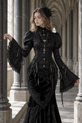 Gothic Bell Sleeve Fitted Blouse