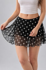 Sheer Polka Dot Mesh Mini Skirt