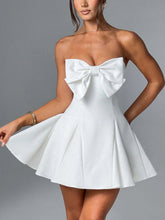 Elegant Strapless Bow Accent Mini Dress