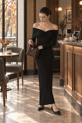 Long-Sleeve Solid Maxi Dress